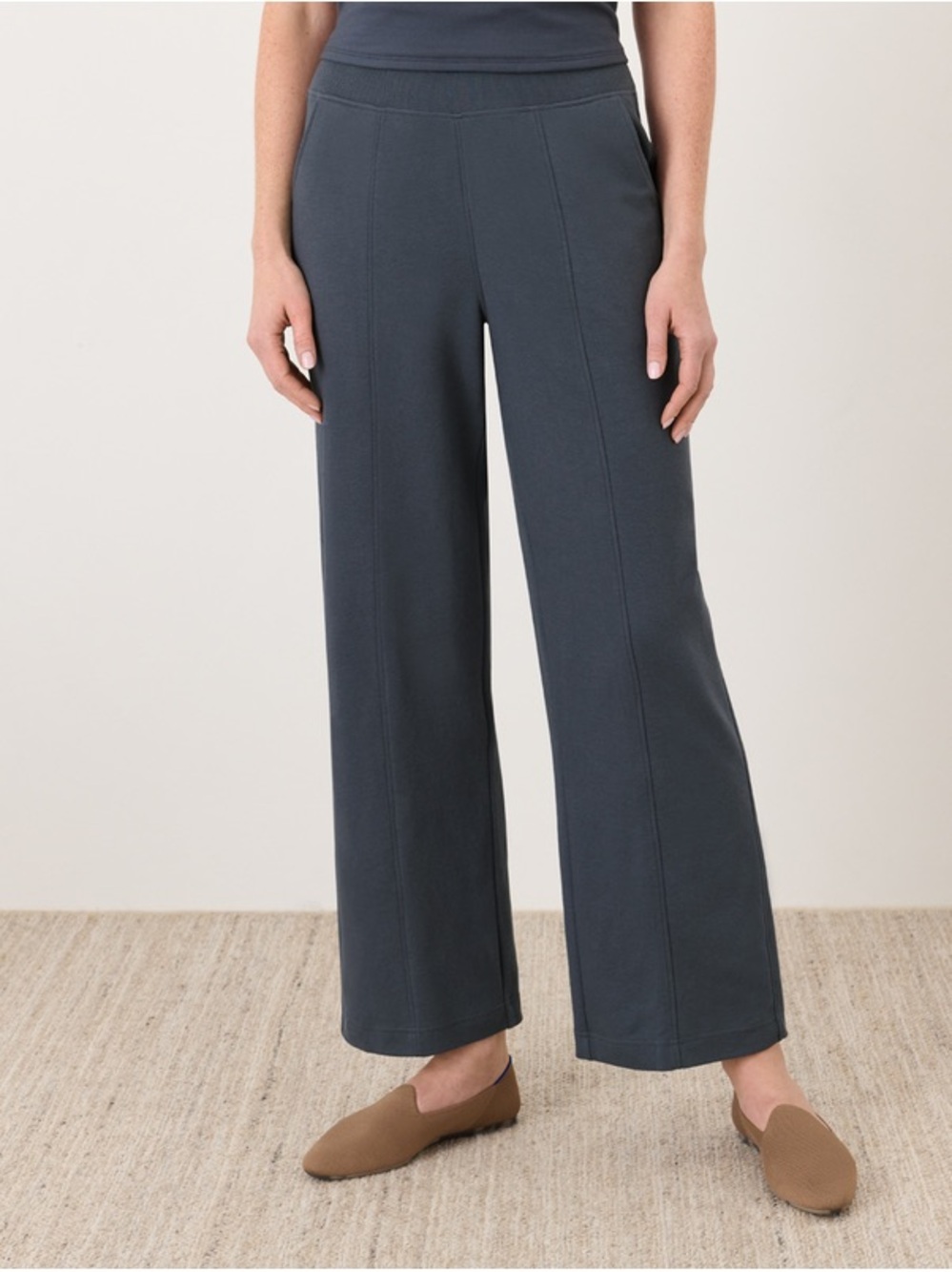 Pact Organic Airplane Pintuck Wide Leg Pants size L